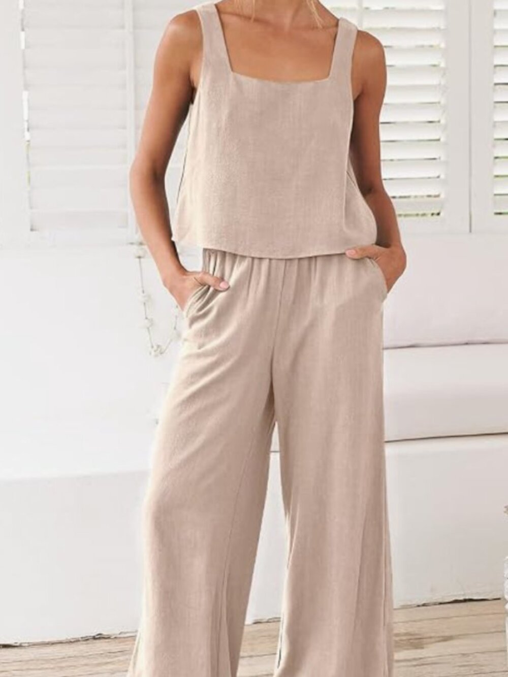 ANRABESS 2 Piece Linen Set for Women Summer Outfit size Small